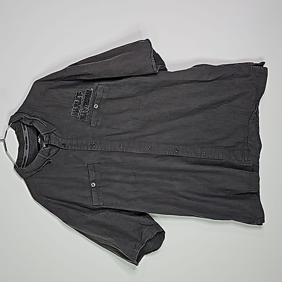 Harley Davidson XL gray short sleeve button down shirt - Picture 1 of 6